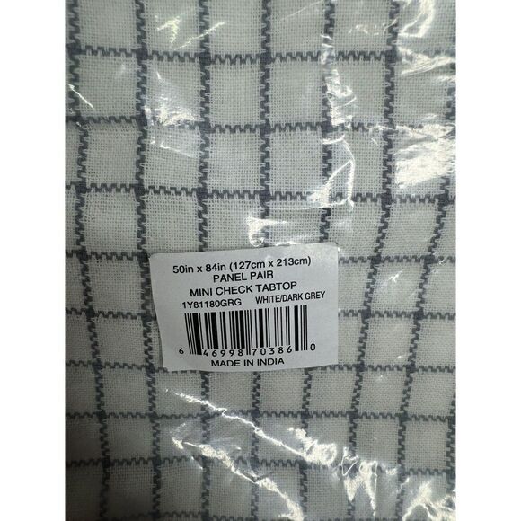 Tommy Hilfiger 2 Mini Check Classic Curtain Panel Pair Dark Grey Gray 84 inches - Picture 6 of 8